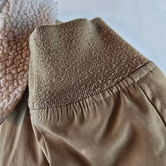 Cole Haan Jacket Men Medium Tan Sherpa Collar Bomber Utility Coat Casual Classic - Picture 6 of 8